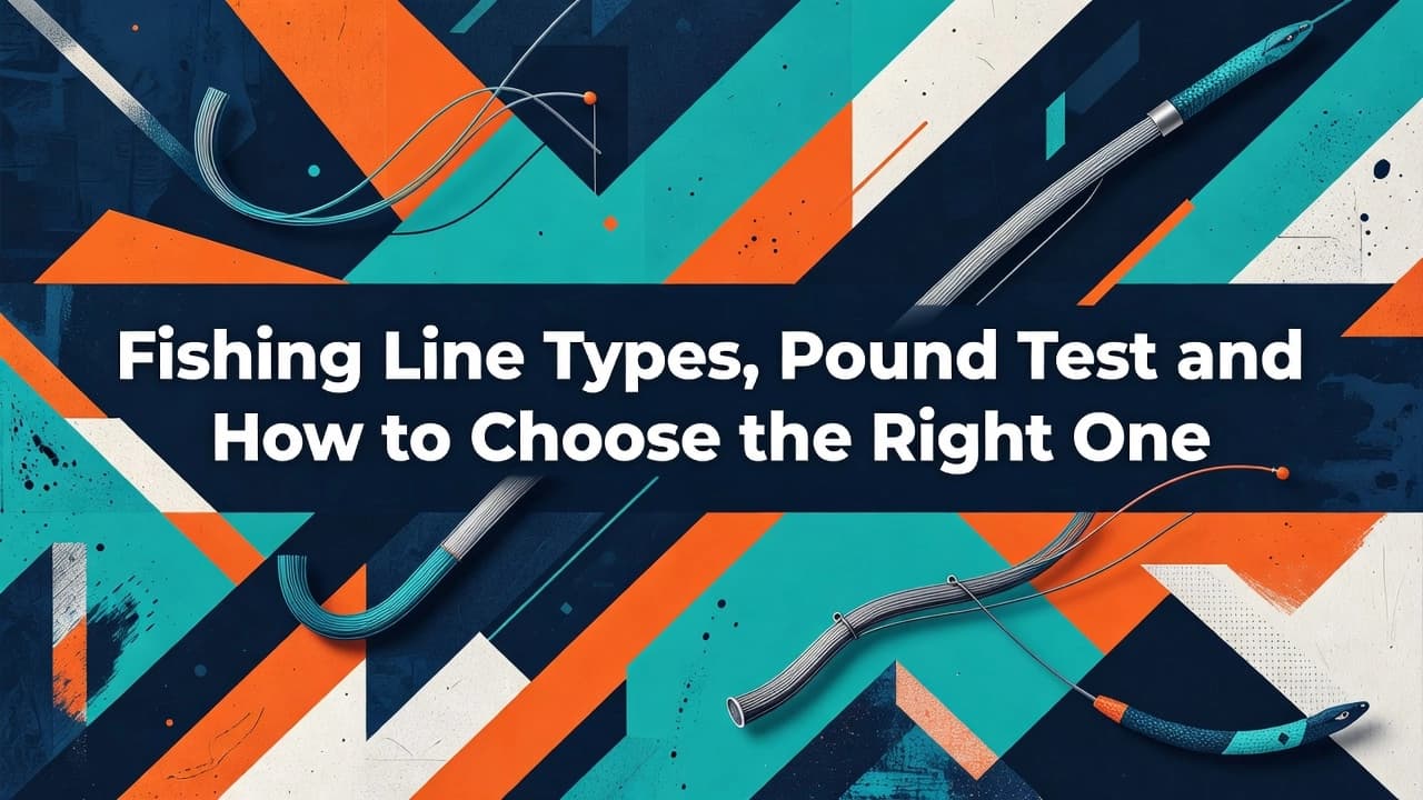 Professional header image for list-based article: Fishing Line Types, Pound Test and How to Choose the Righ...
