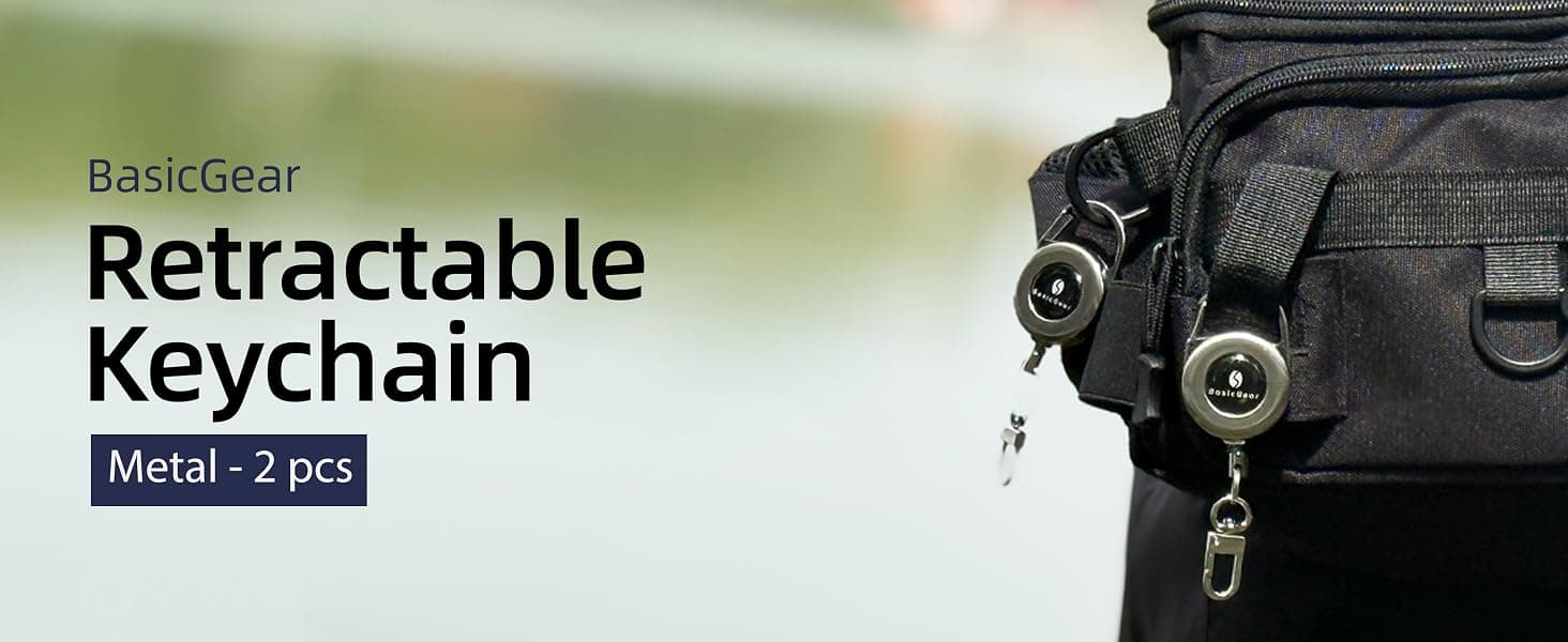 Zinger Retractable Keychain 2-Pack — Brushed Metal — from BasicGear, detail 1