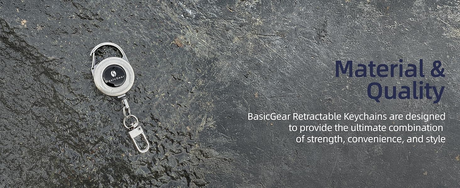 Zinger Retractable Keychain 2-Pack — Brushed Metal — from BasicGear, detail 2