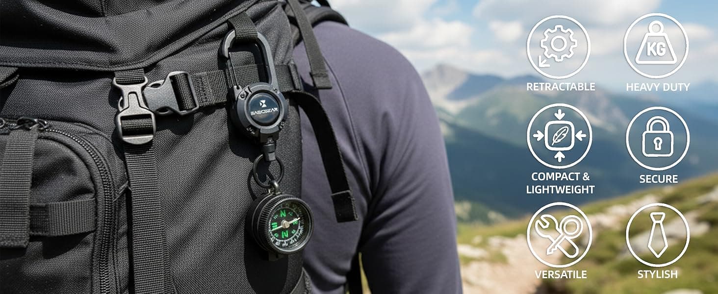 Zinger Retractable Keychain 2-Pack — ABS Carabiner — from BasicGear, detail 3