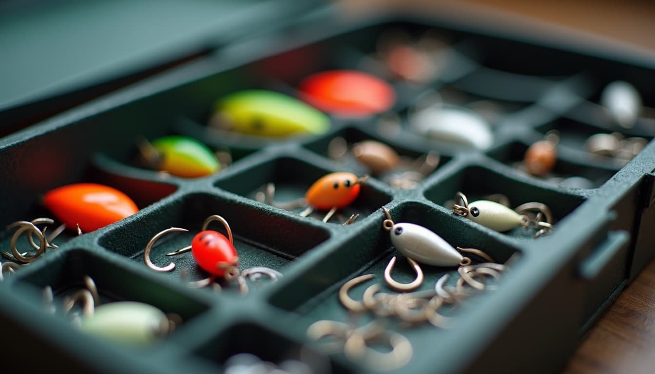 Durable fishing gear including rod, reel, and cast net organized for a trip