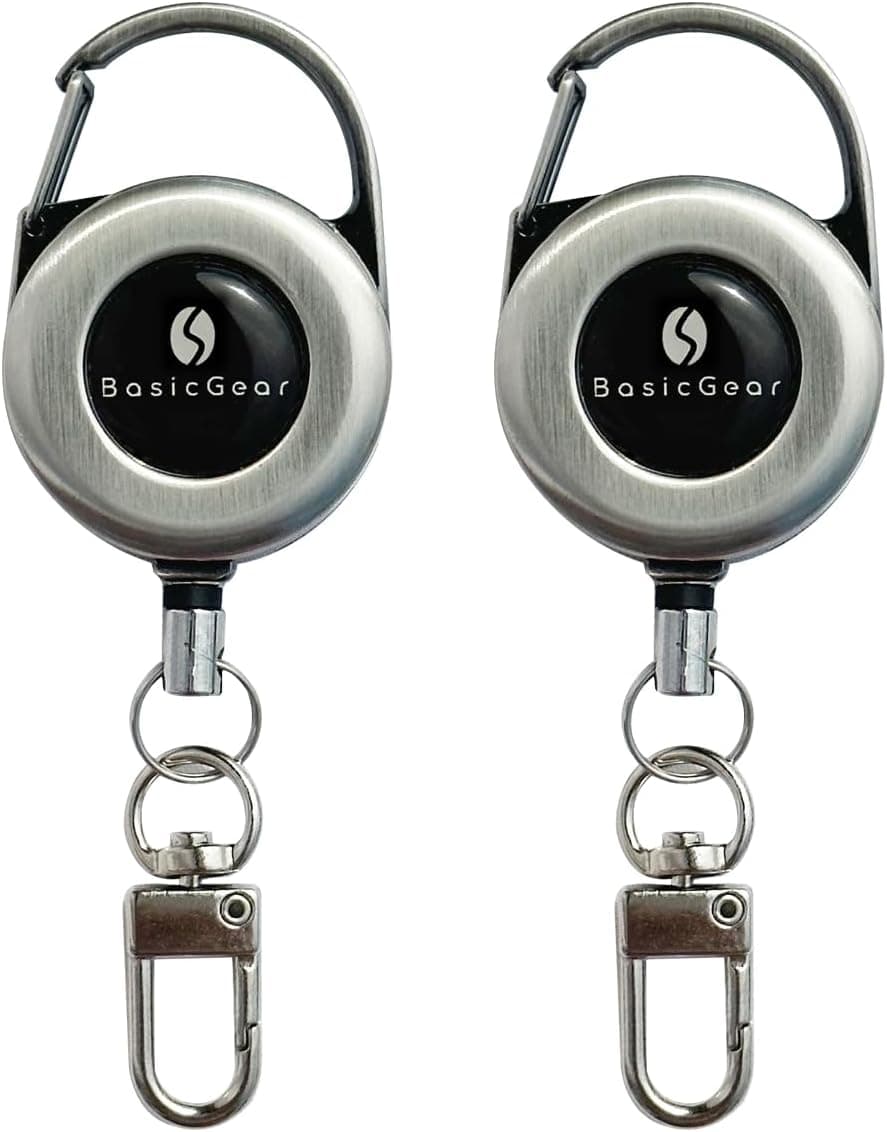 Zinger Retractable Keychain 2-Pack — Brushed Metal