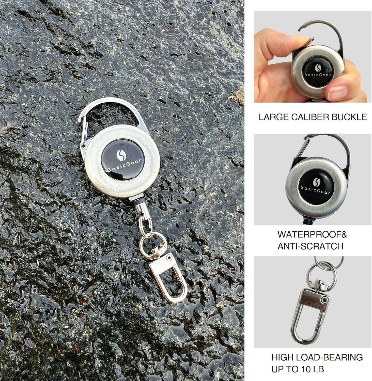 Zinger Retractable Keychain 2-Pack — Brushed Metal — image 3