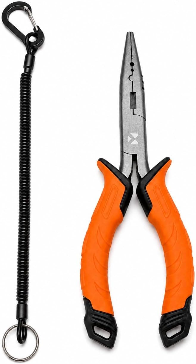 Fishing Pliers with Coiled Lanyard