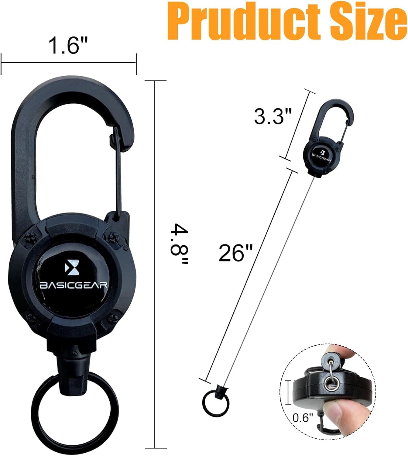 Zinger Retractable Keychain 2-Pack — ABS Carabiner — image 2