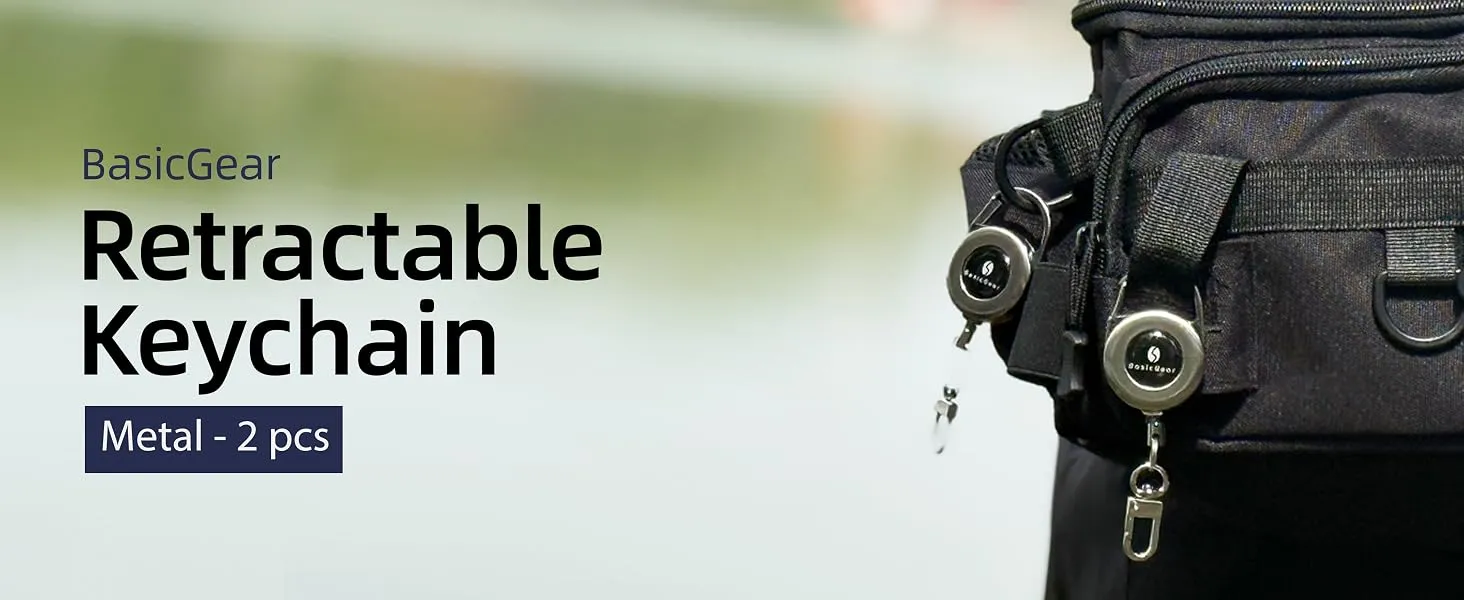 Zinger Retractable Keychain 2-Pack — Brushed Metal — from BasicGear, detail 1