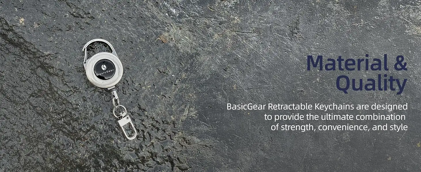 Zinger Retractable Keychain 2-Pack — Brushed Metal — from BasicGear, detail 2