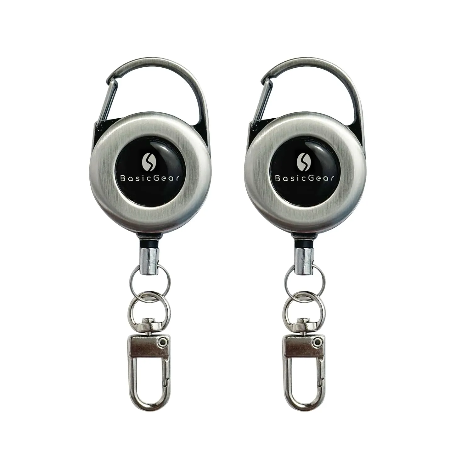 Zinger Retractable Keychain 2-Pack — Brushed Metal — image 1