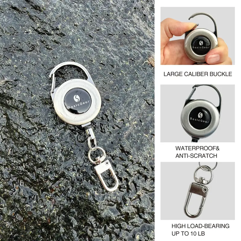Zinger Retractable Keychain 2-Pack — Brushed Metal — image 3