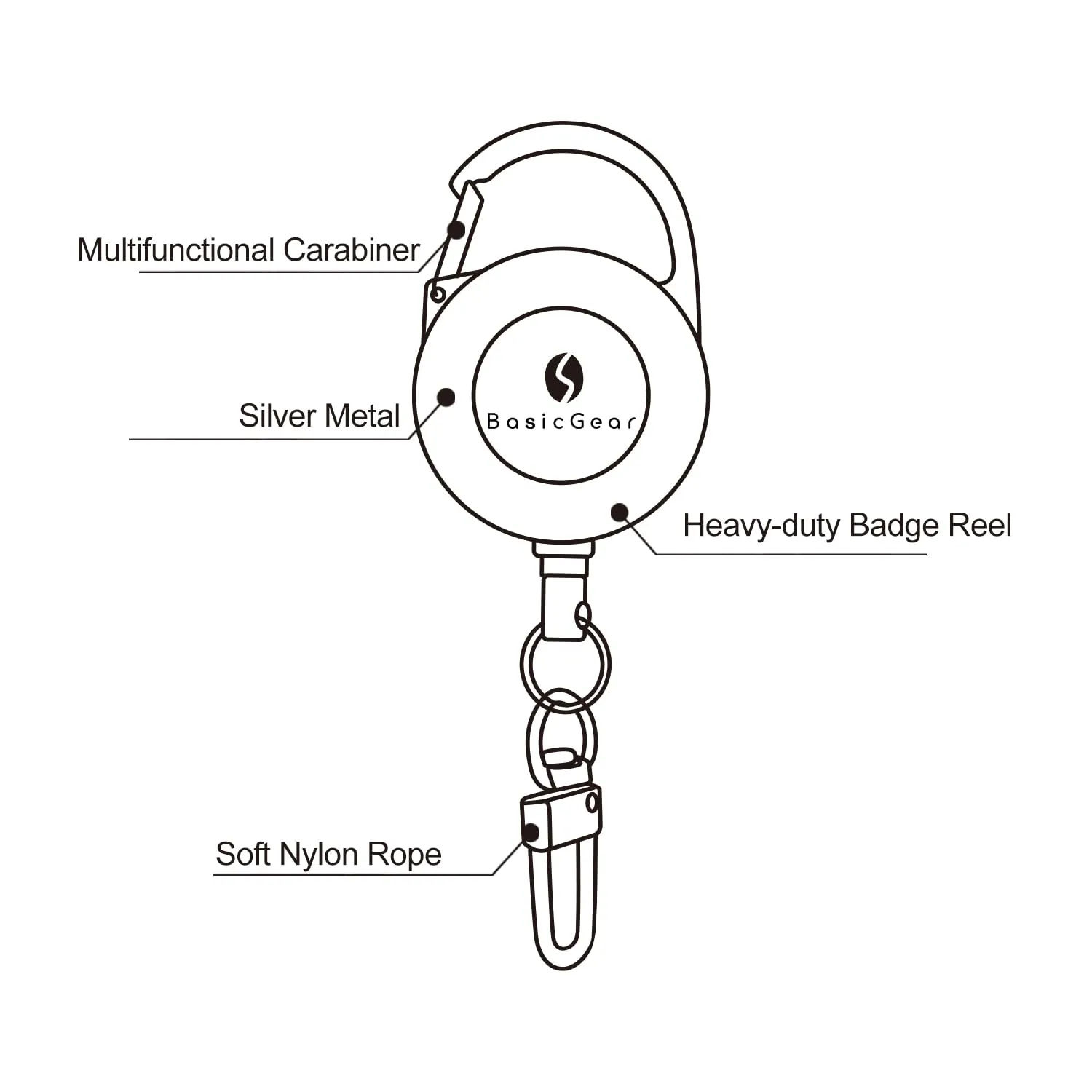 Zinger Retractable Keychain 2-Pack — Brushed Metal — image 4