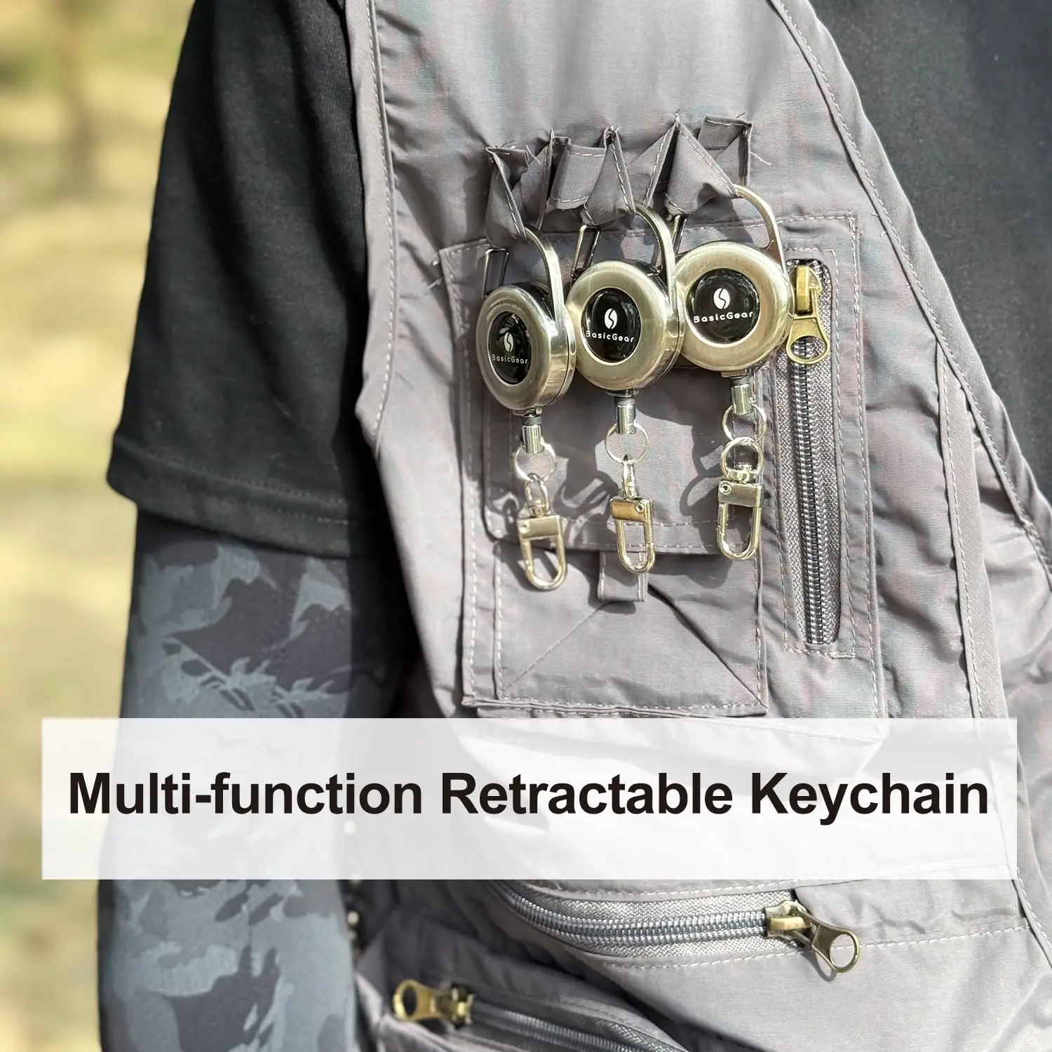 Zinger Retractable Keychain 2-Pack — Brushed Metal — image 5