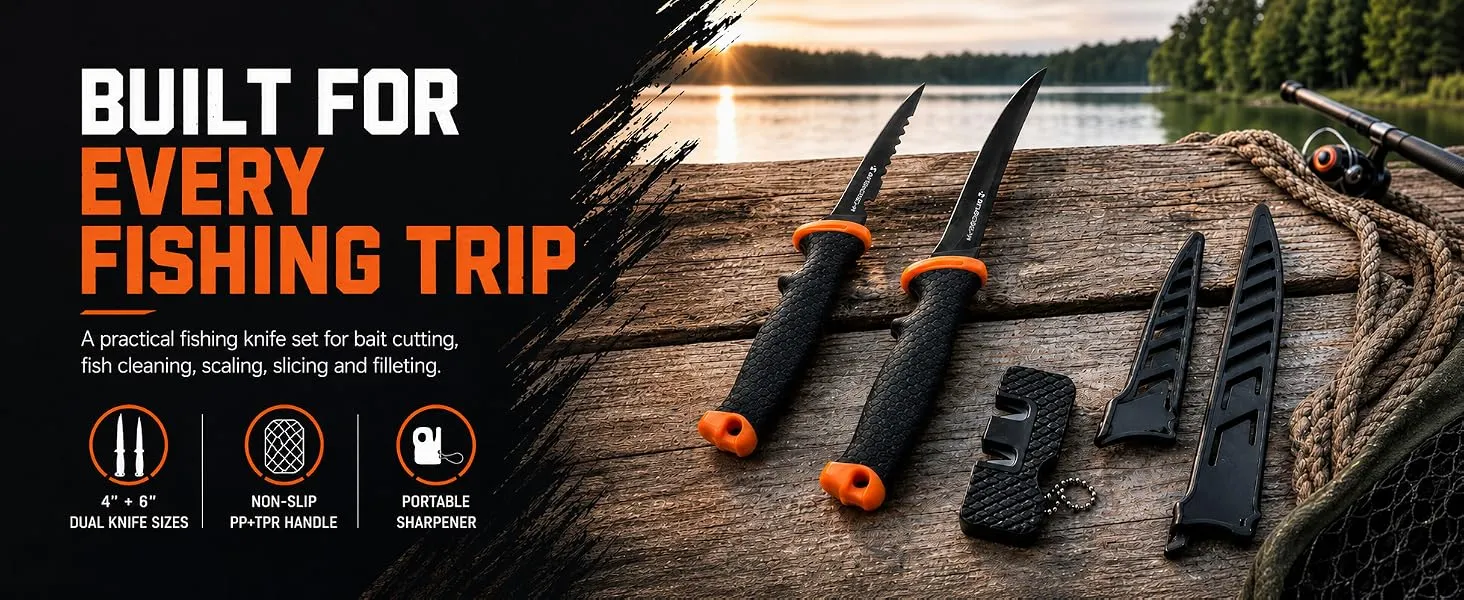 2-Piece Fillet Knife Set with Sharpener — from BasicGear, detail 1