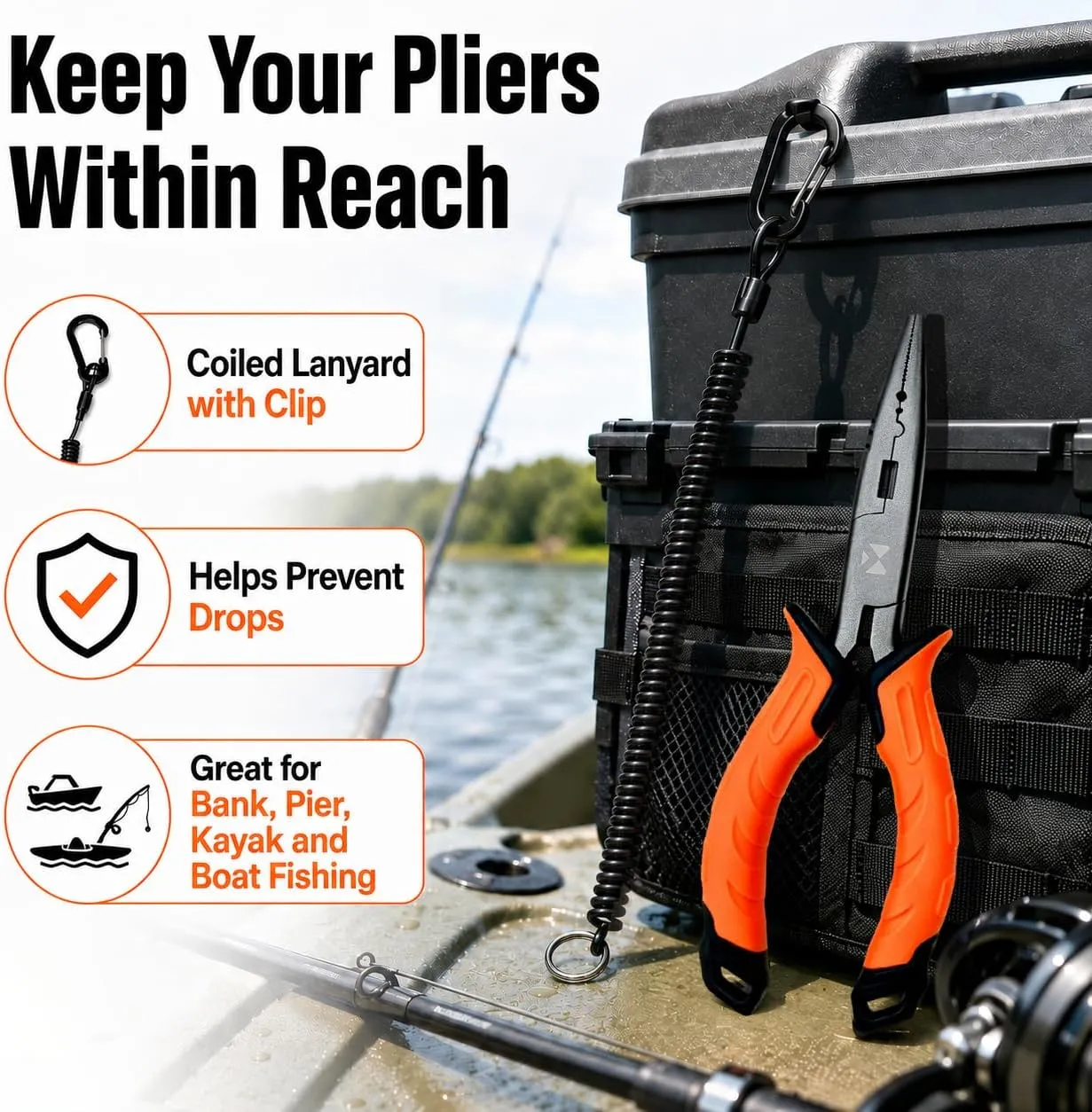 Fishing Pliers with Coiled Lanyard — image 5