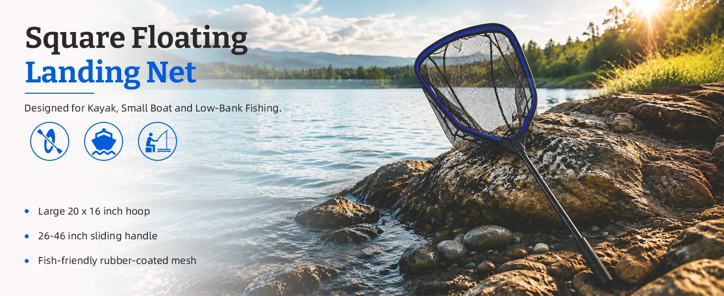 Square Landing Net — 20" Telescopic — from BasicGear, detail 1