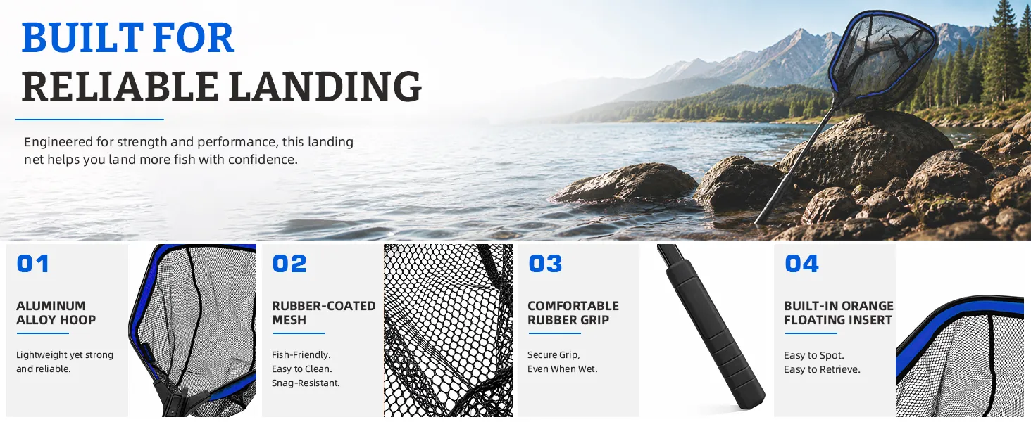 Square Landing Net — 20" Telescopic — from BasicGear, detail 2