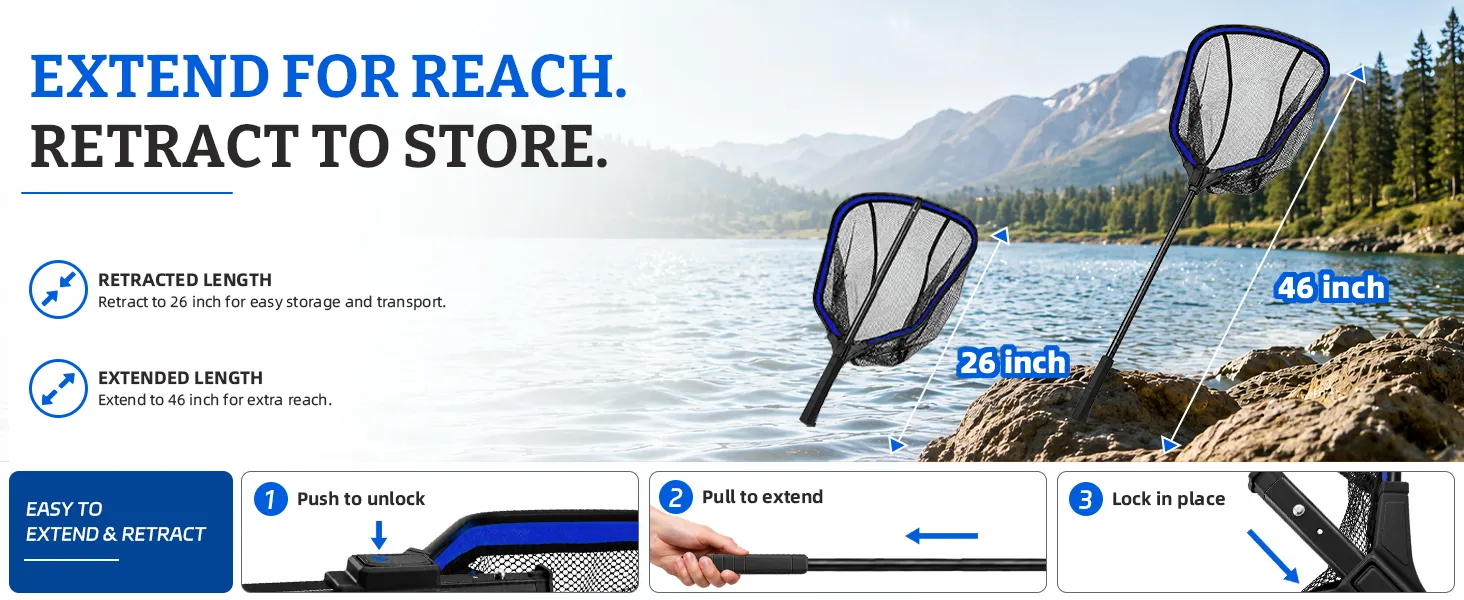 Square Landing Net — 20" Telescopic — from BasicGear, detail 3