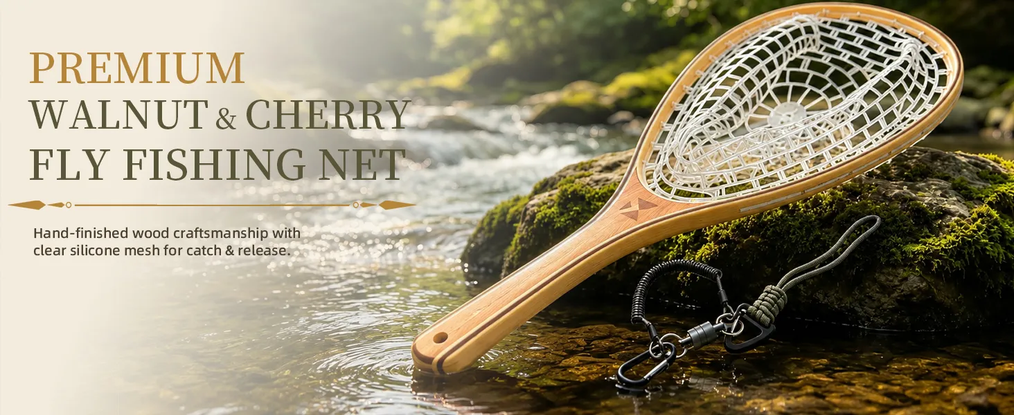 Handmade Walnut Landing Net — from BasicGear, detail 1