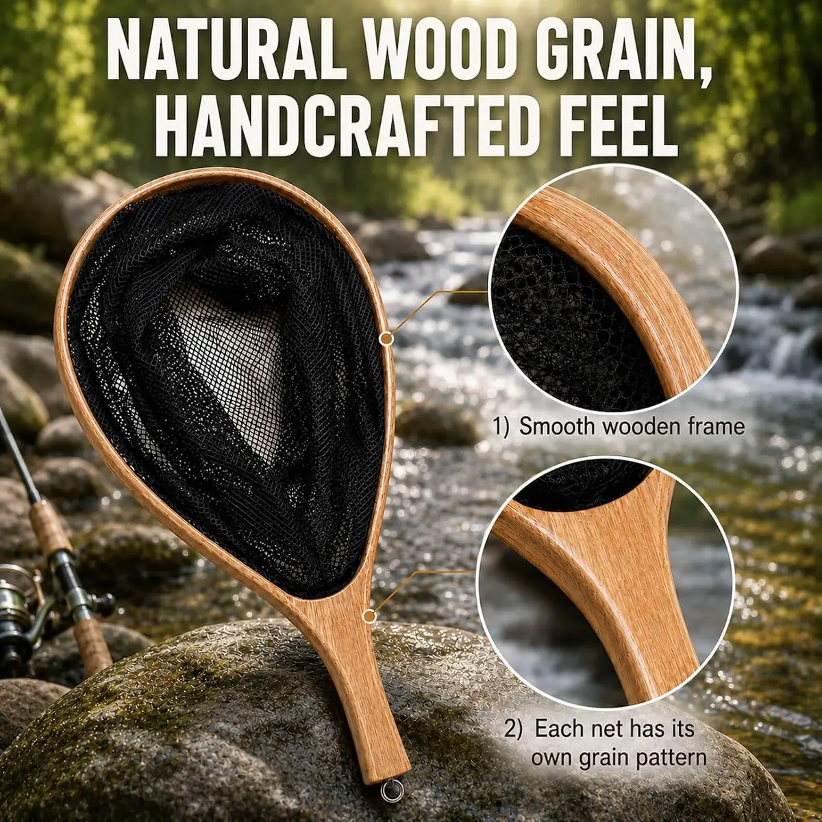 Handmade Wood Landing Net — image 3