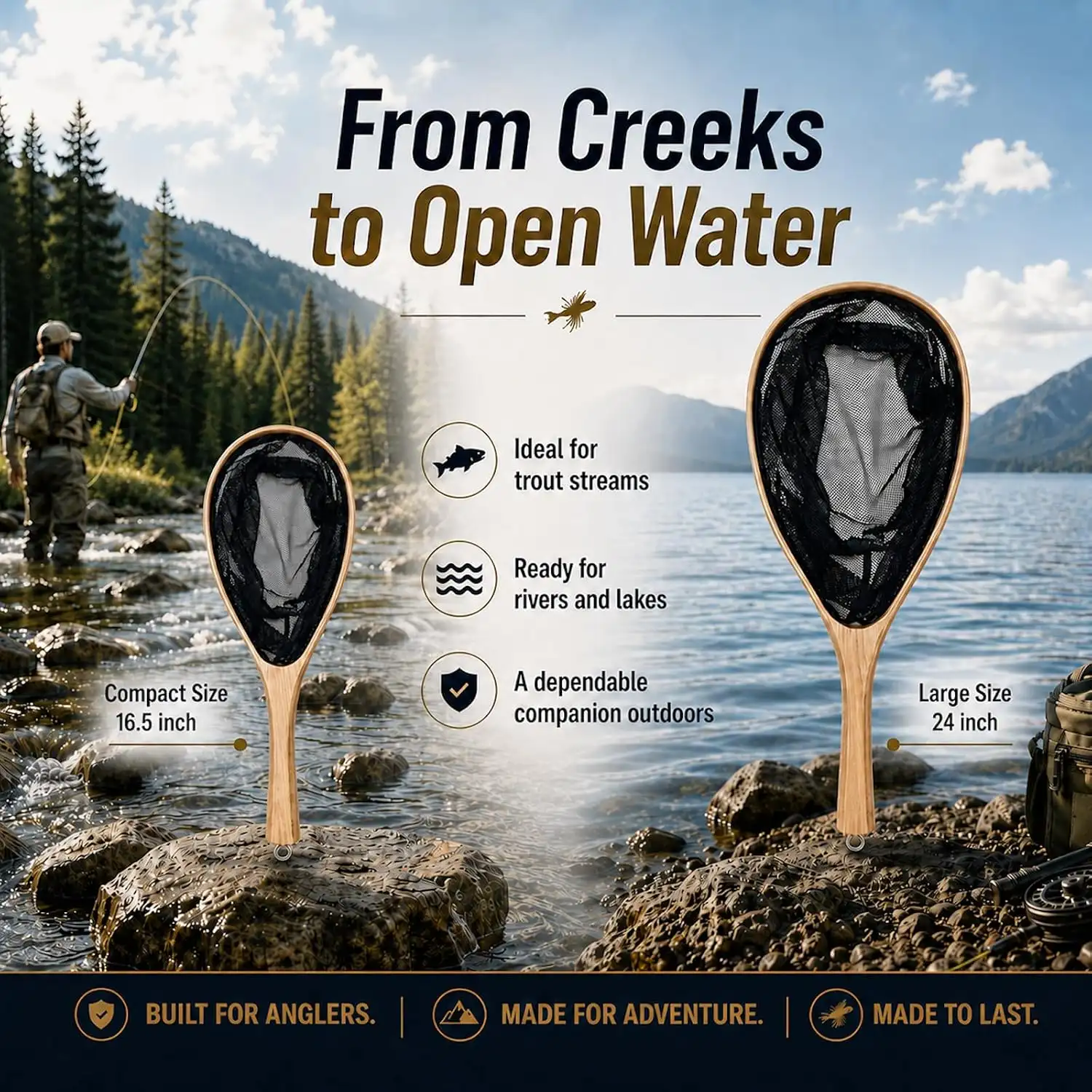 Handmade Wood Landing Net — image 7