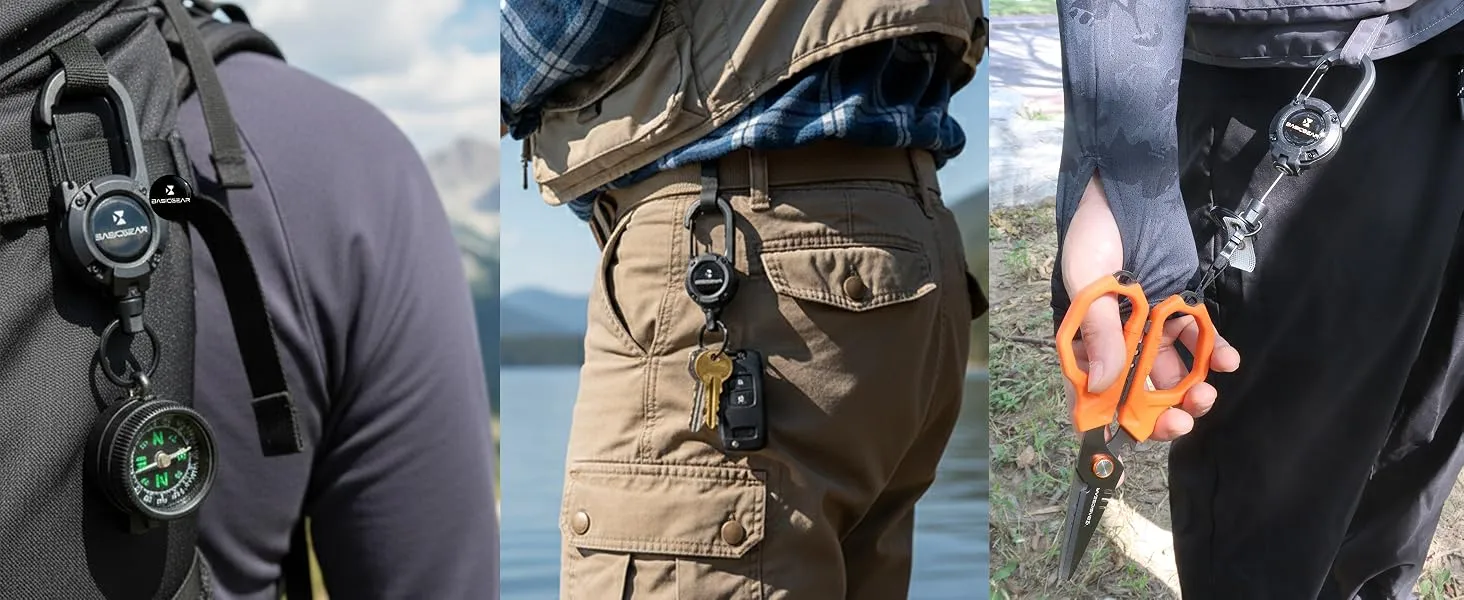 Zinger Retractable Keychain 2-Pack — ABS Carabiner — from BasicGear, detail 4