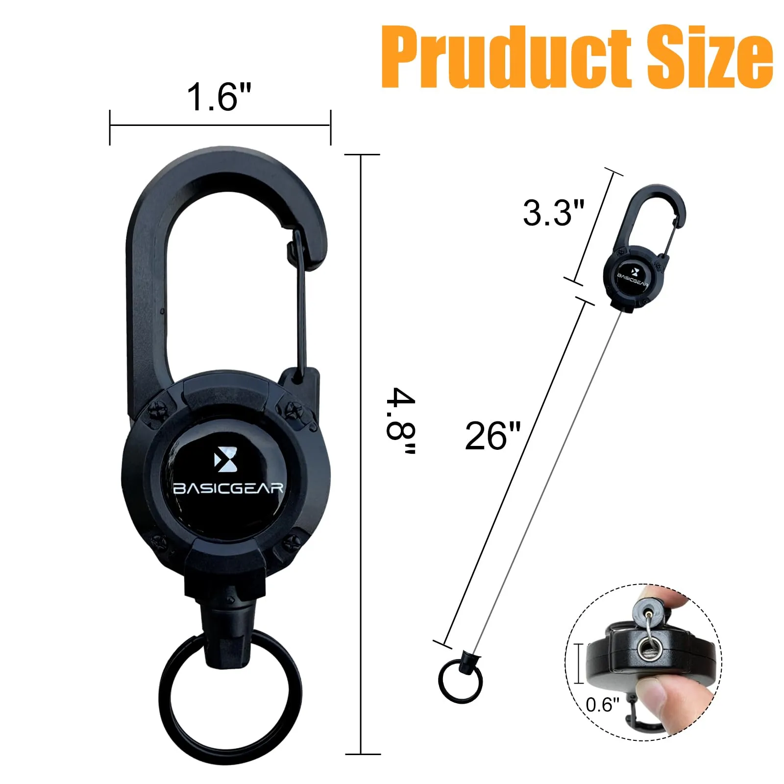 Zinger Retractable Keychain 2-Pack — ABS Carabiner — image 2