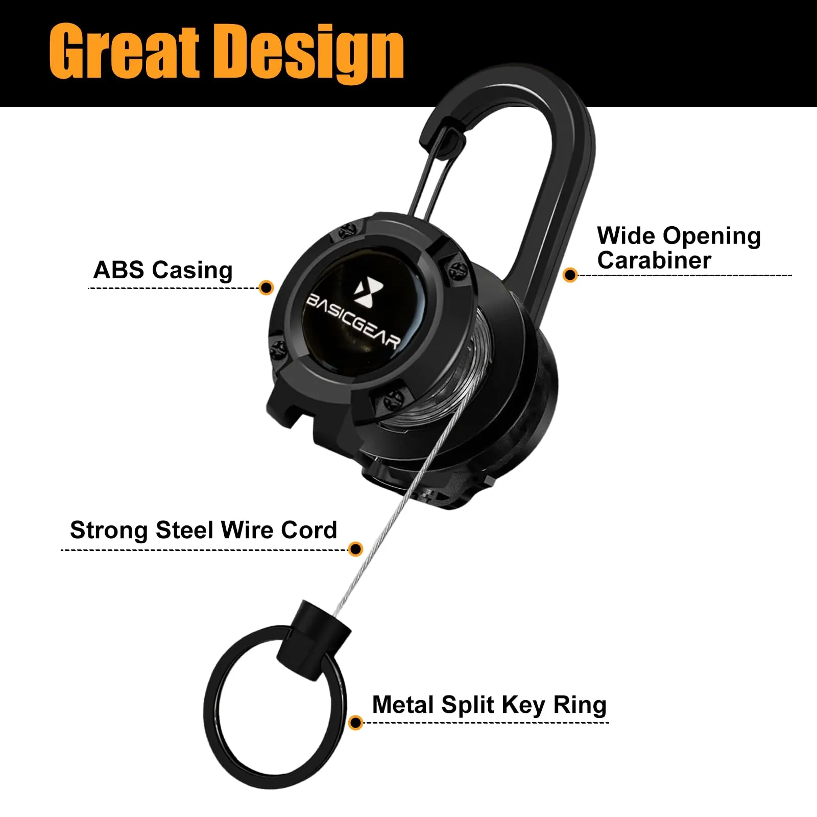 Zinger Retractable Keychain 2-Pack — ABS Carabiner — image 4